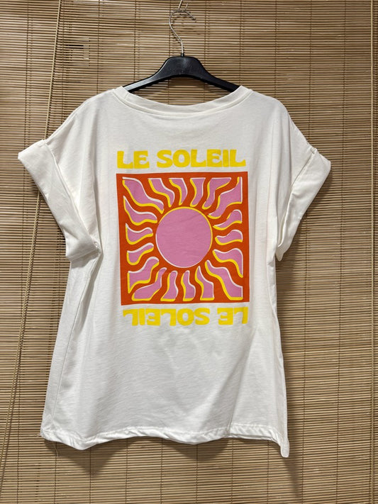 T-shirt blanc LE SOLEIL jaune