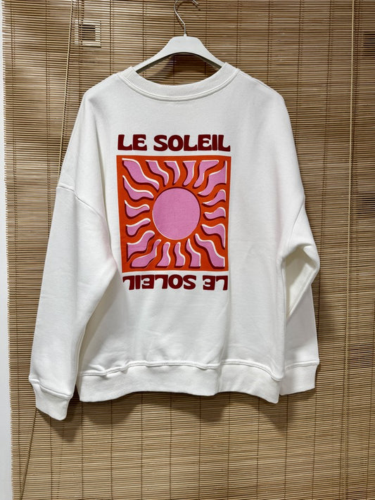 Sweat blanc LE SOLEIL rouge