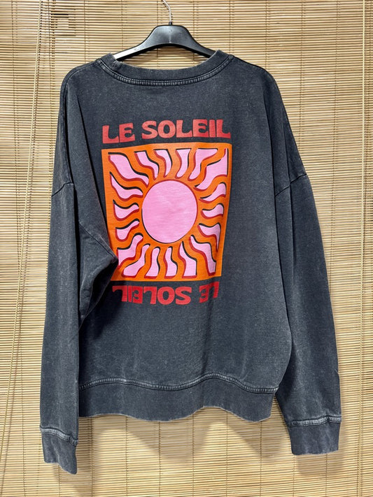 Sweat anthracite LE SOLEIL rouge