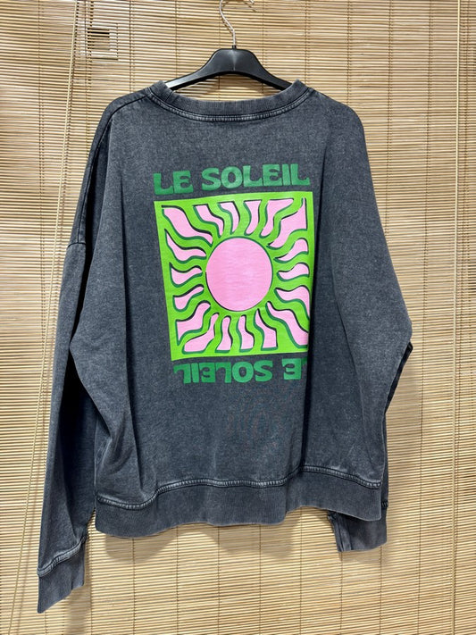 Sweat anthracite LE SOLEIL vert
