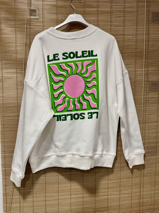 Sweat blanc LE SOLEIL vert