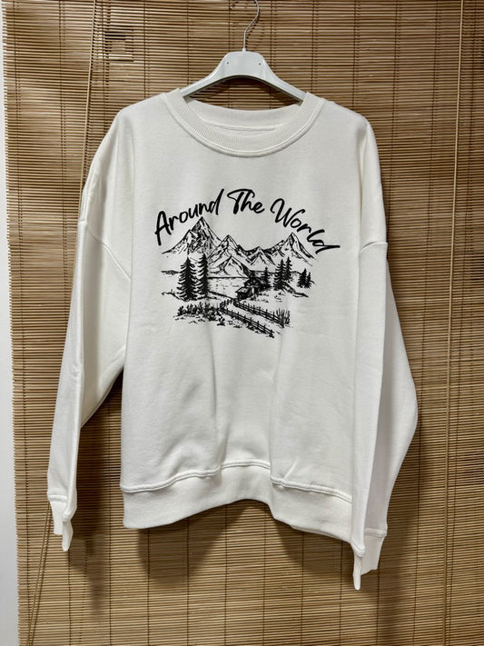 Sweat blanc AROUND THE WORLD