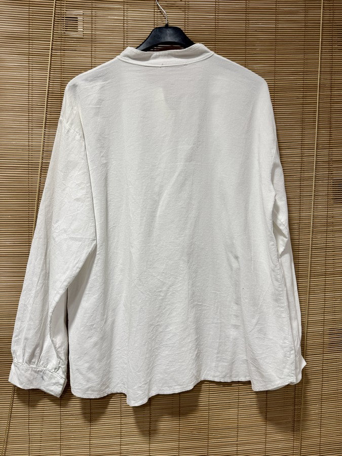 Chemise velours col mao blanche