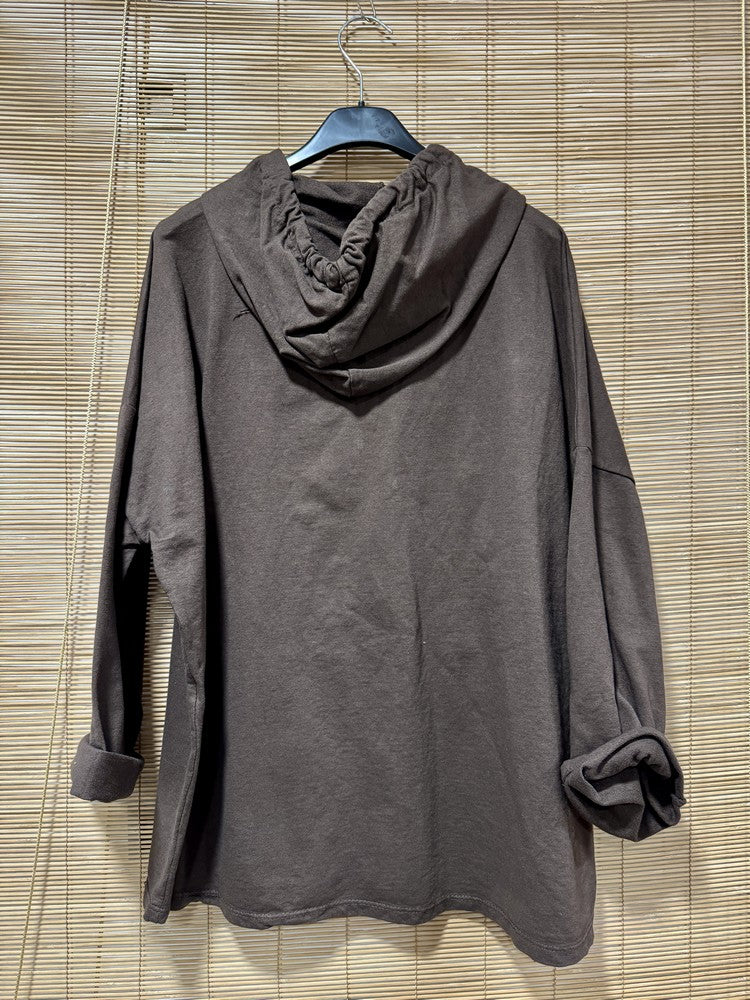 Gilet zippé à capuche marron