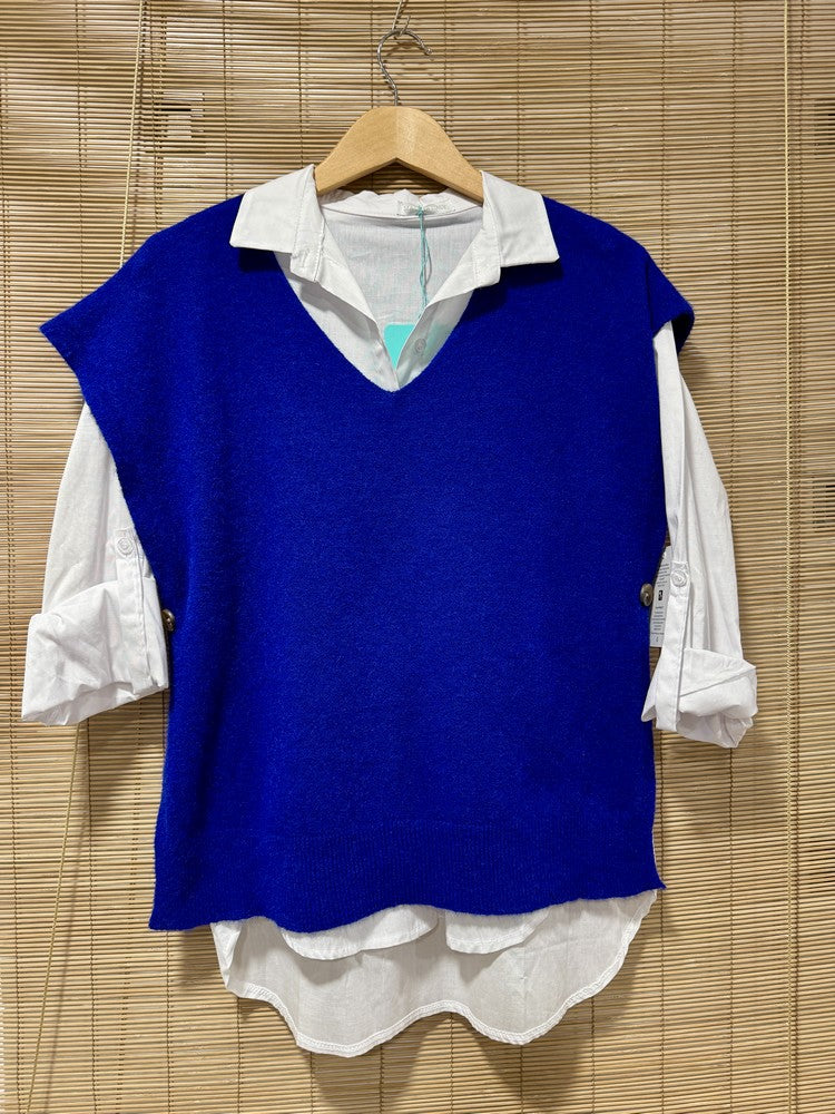 Pull débardeur bleu roi