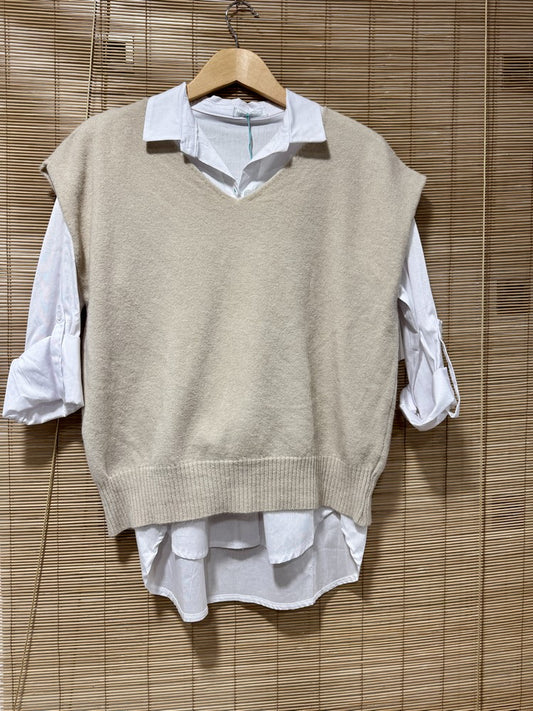 Pull débardeur LANA beige