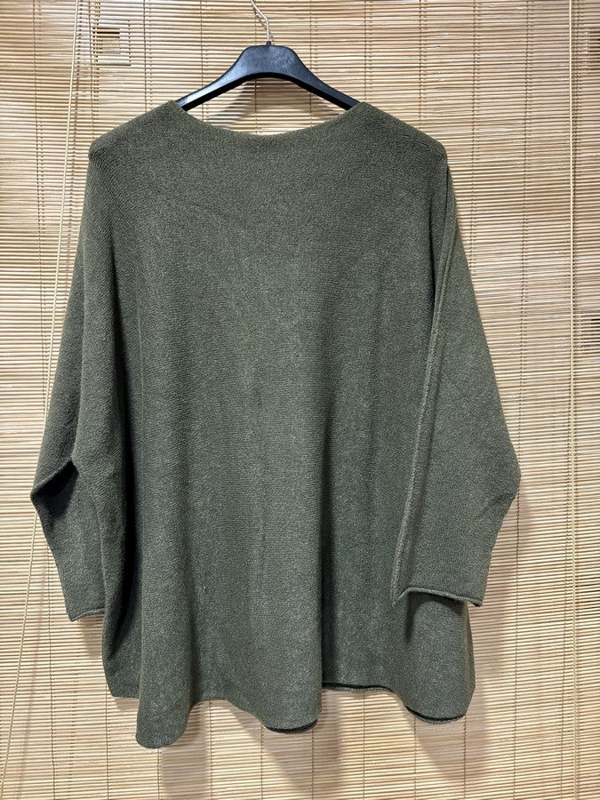 Pull chauve-souris kaki