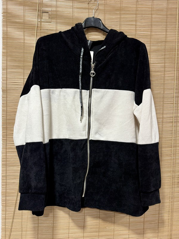 Veste velours zippé oversize noir