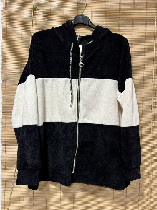 Veste velours zippé oversize noir