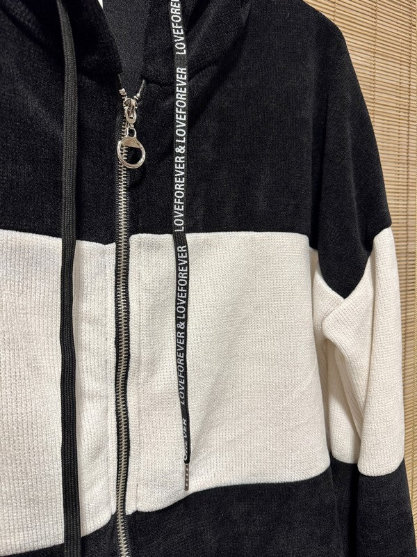 Veste velours zippé oversize noir