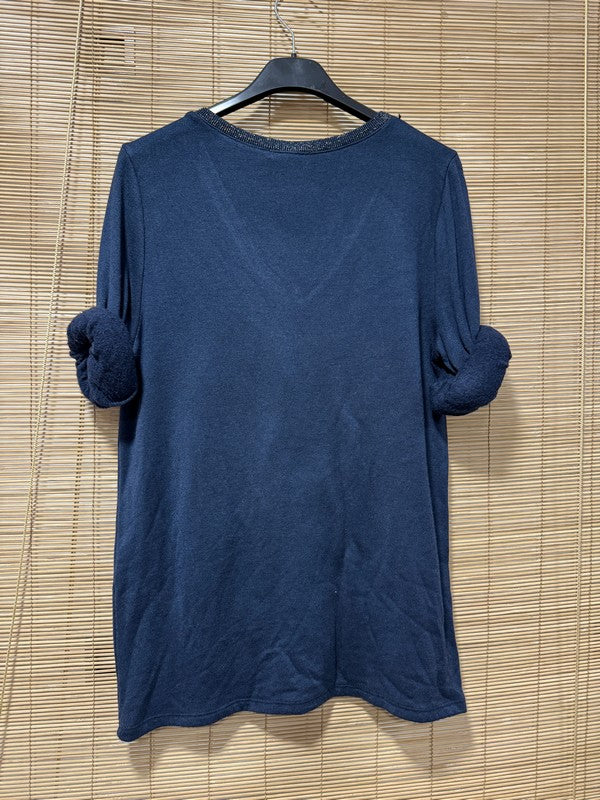 Pull fin intérieur molletonné Rock'n'Roll bleu marine