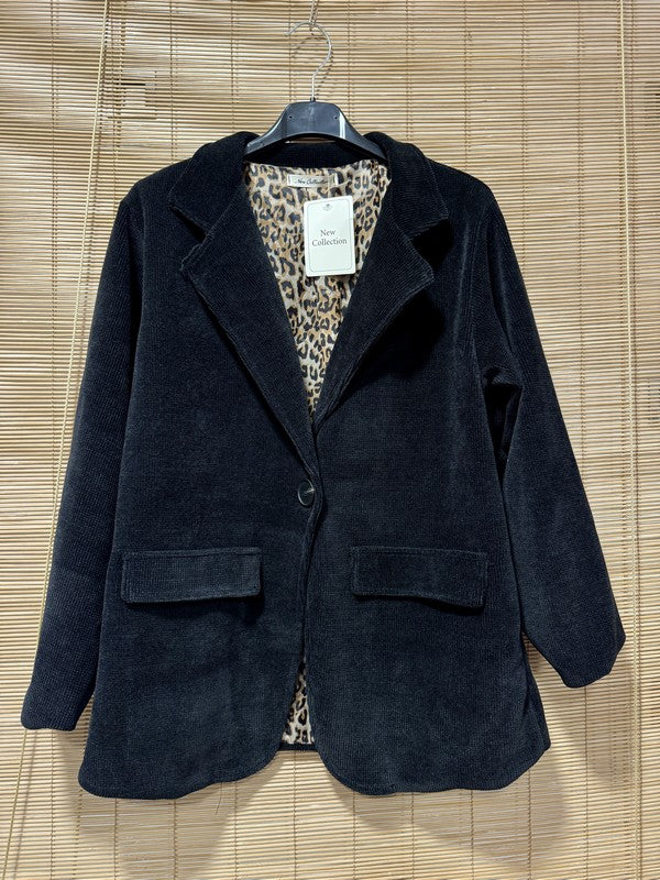 Blazer velours fond léopard noir