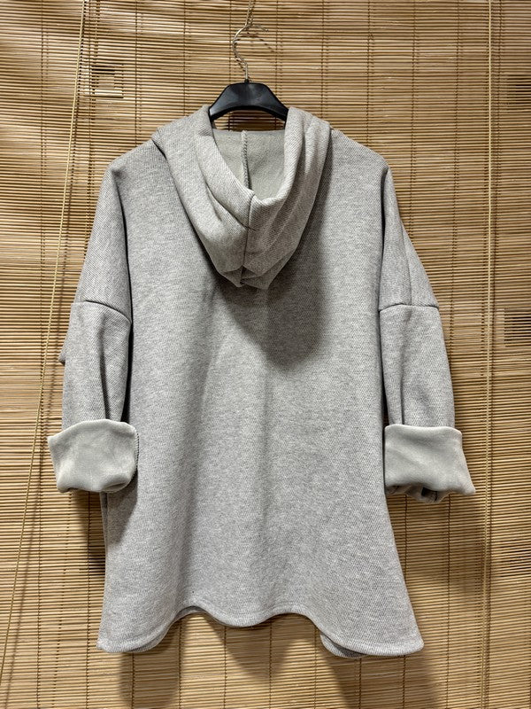 Blouson à capuche velours gris