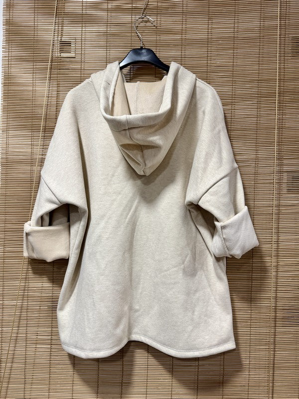 Blouson à capuche velours beige