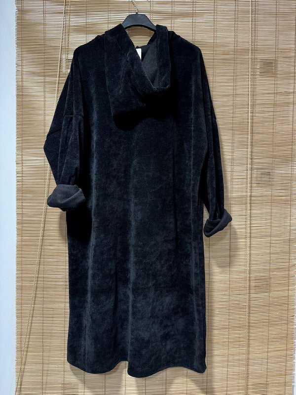 Robe Sweat à capuche en velours noire