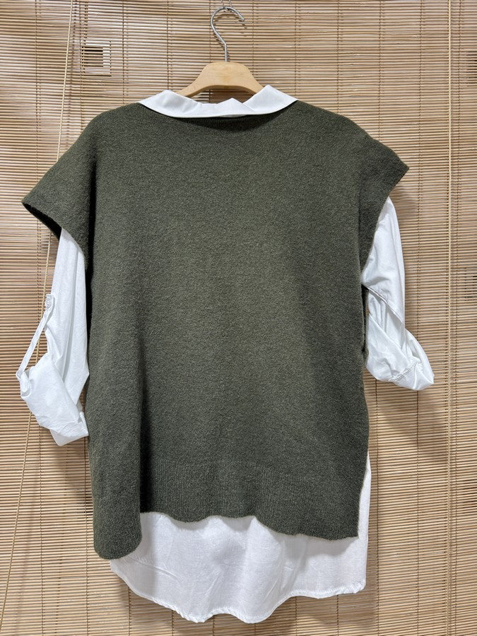 Pull débardeur kaki