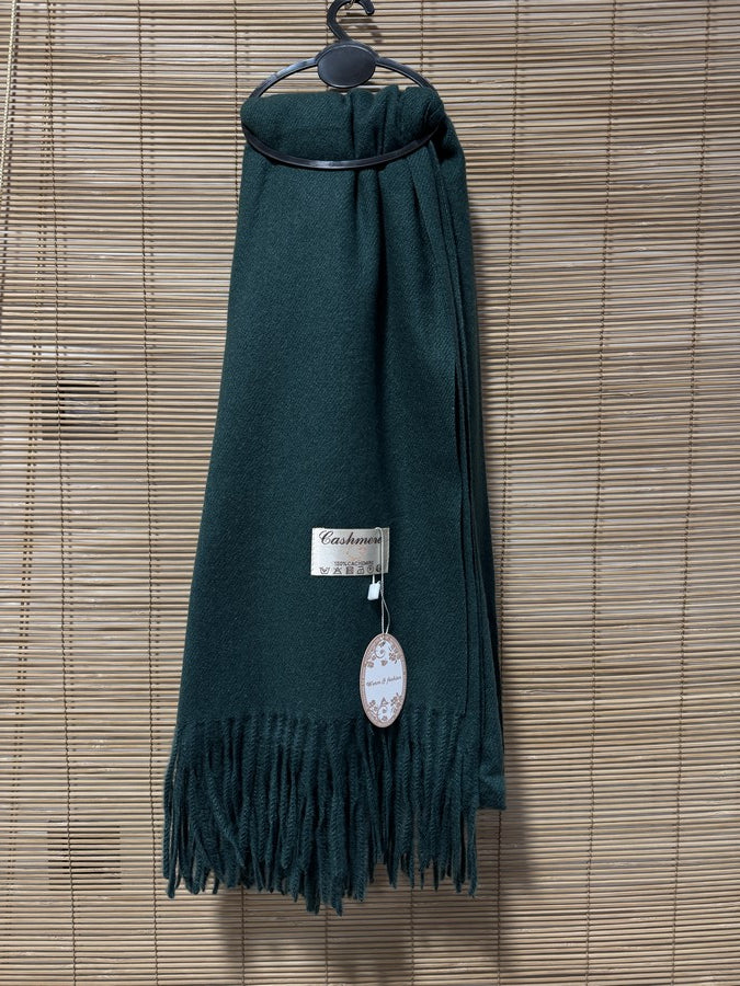 Echarpe mixte 100% cachemire vert sapin
