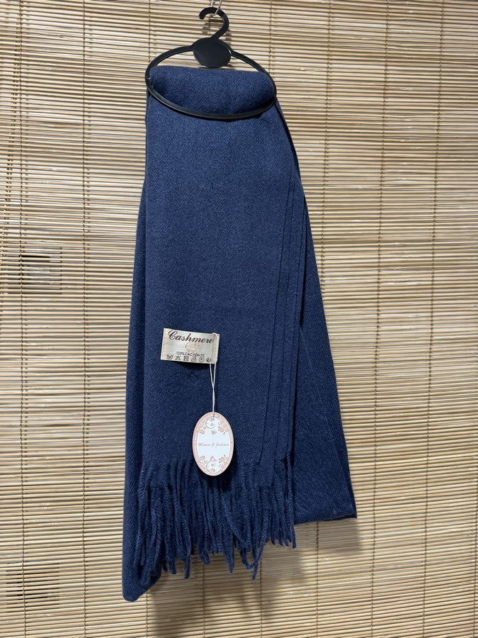 Echarpe mixte 100% cachemire bleu marine