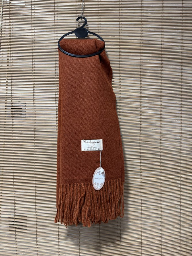 Echarpe mixte 100% cachemire rouille