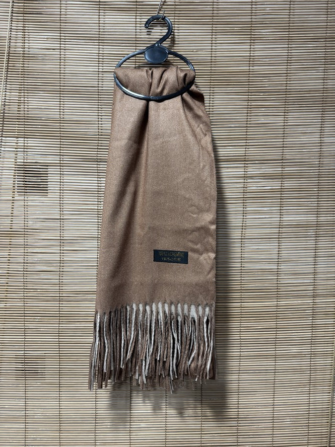 Echarpe 100% cachemire bicolore beige