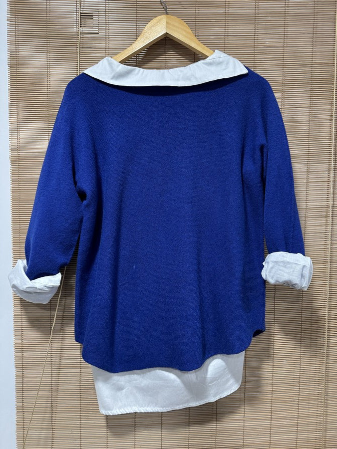 Pull col V ELLEN bleu roi