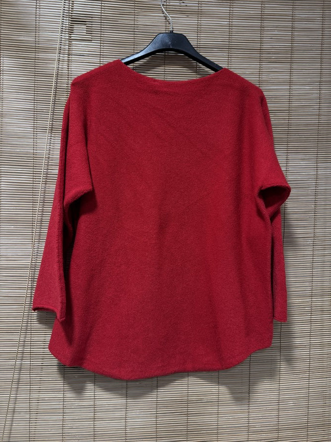 Pull col rond ELLEN rouge