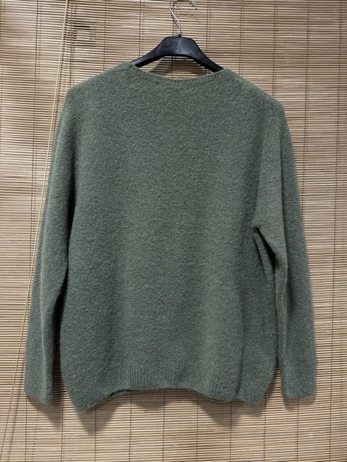 Pull CAMILLE col V vert olive