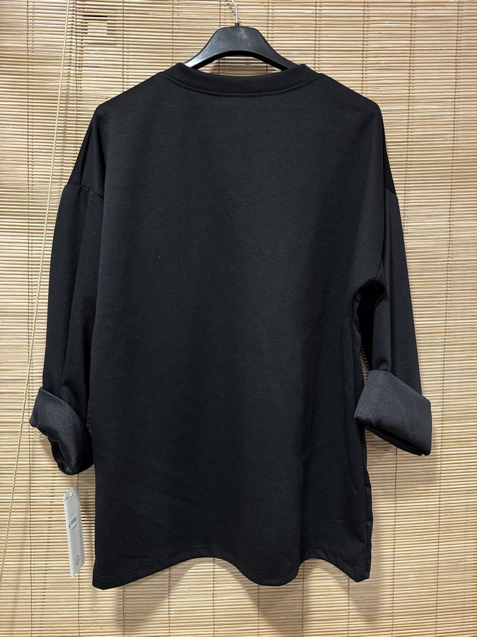 TU - Sweat col V J'adore noir