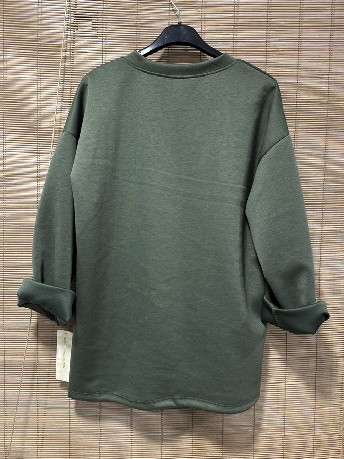 TU - Sweat col V J'adore kaki