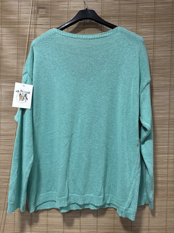 TU - Pull col V Iconic menthe