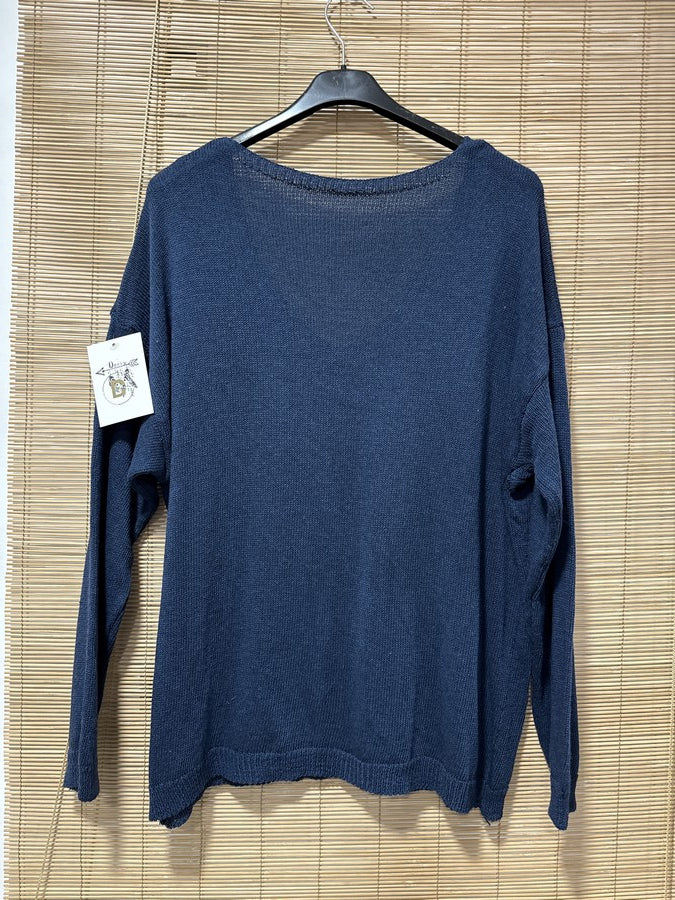 TU - Pull col V Iconic bleu marine