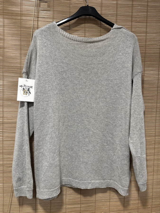 TU - Pull col V Iconic gris
