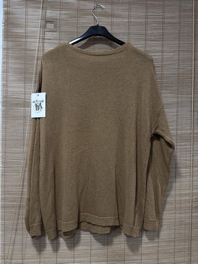 TU - Pull col V J'adore camel