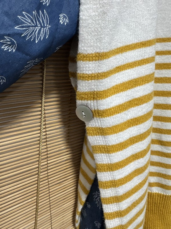 Pull débardeur marinière moutarde