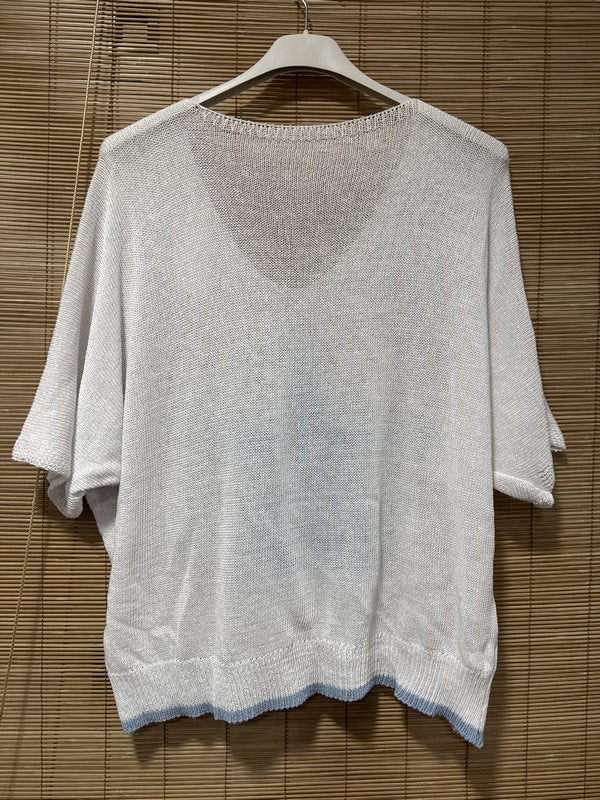 Petit pull fin étoile blanc