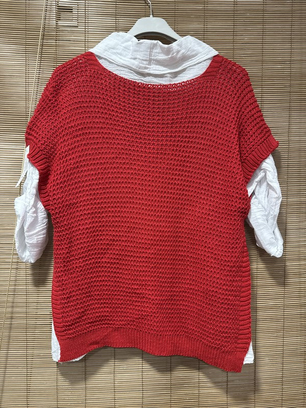 Set chemise et pull débardeur rouge