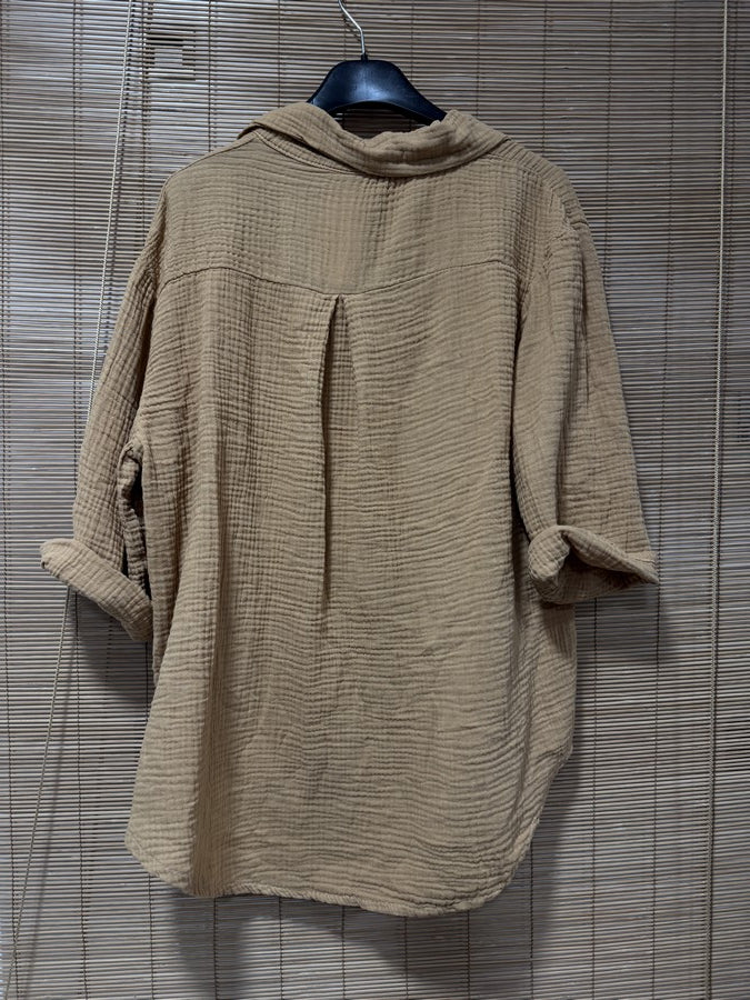 Chemise gaze de coton camel