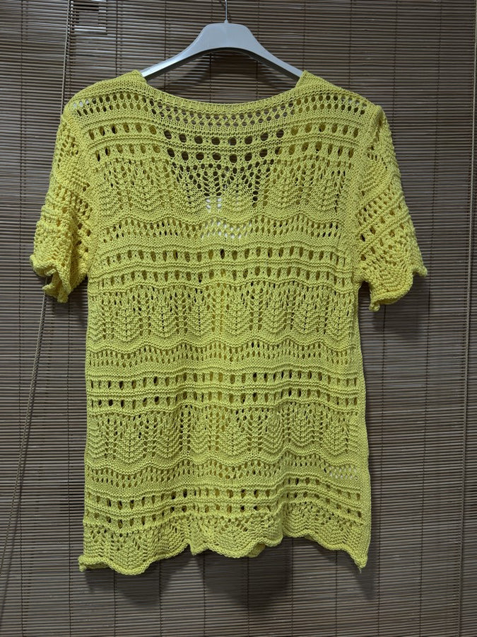 Gilet manches courtes crochet jaune