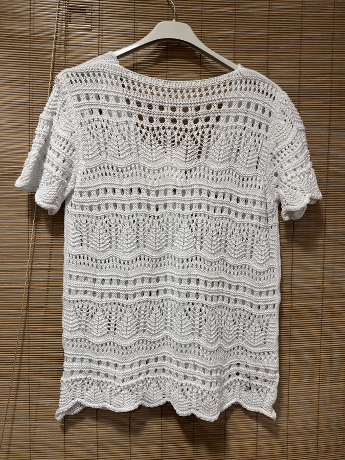 Gilet manches courtes crochet blanc