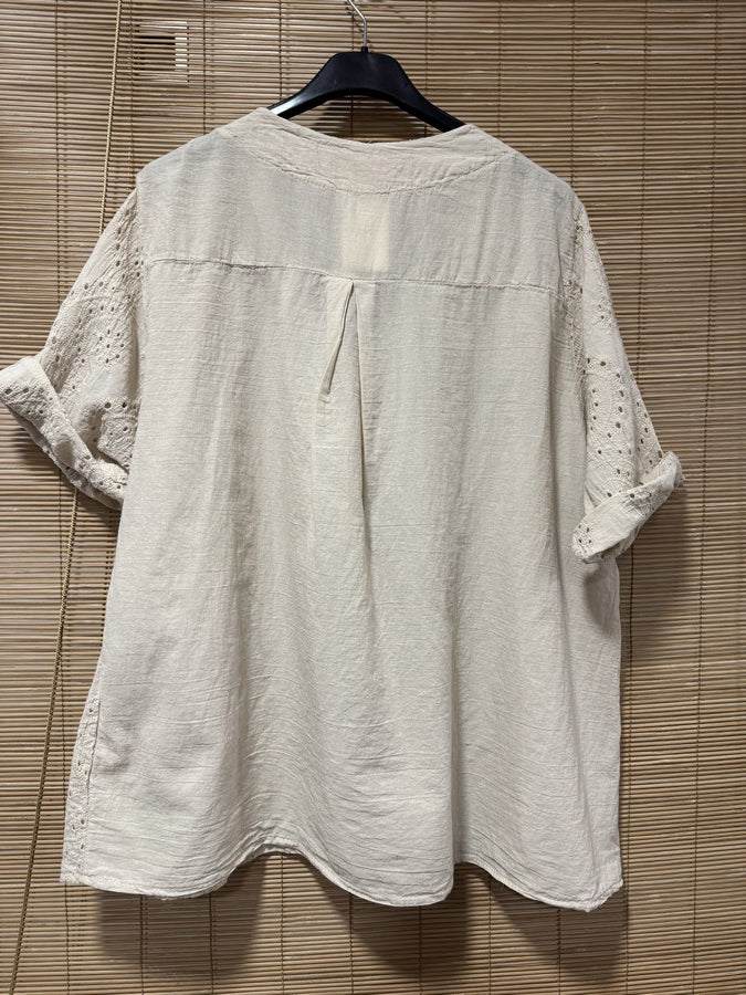 Blouse broderie anglaise sable