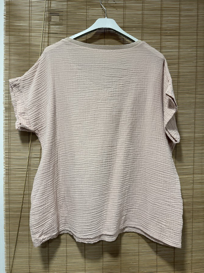 Blouse gaze de coton MON AMOUR rose