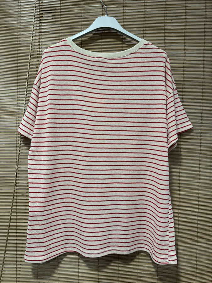 T-shirt marinière cœur rouge