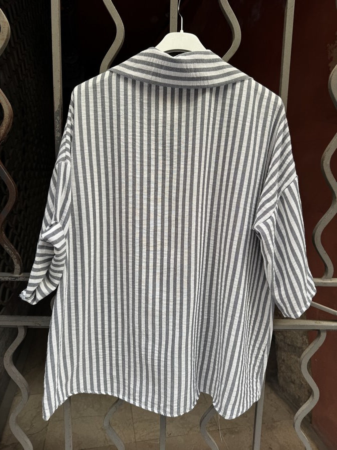 GRANDE TAILLE - Chemise rayée anthracite