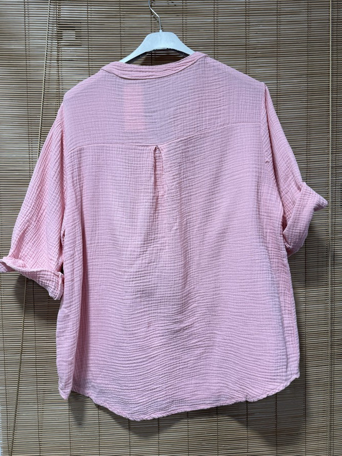 Blouse gaze de coton rose