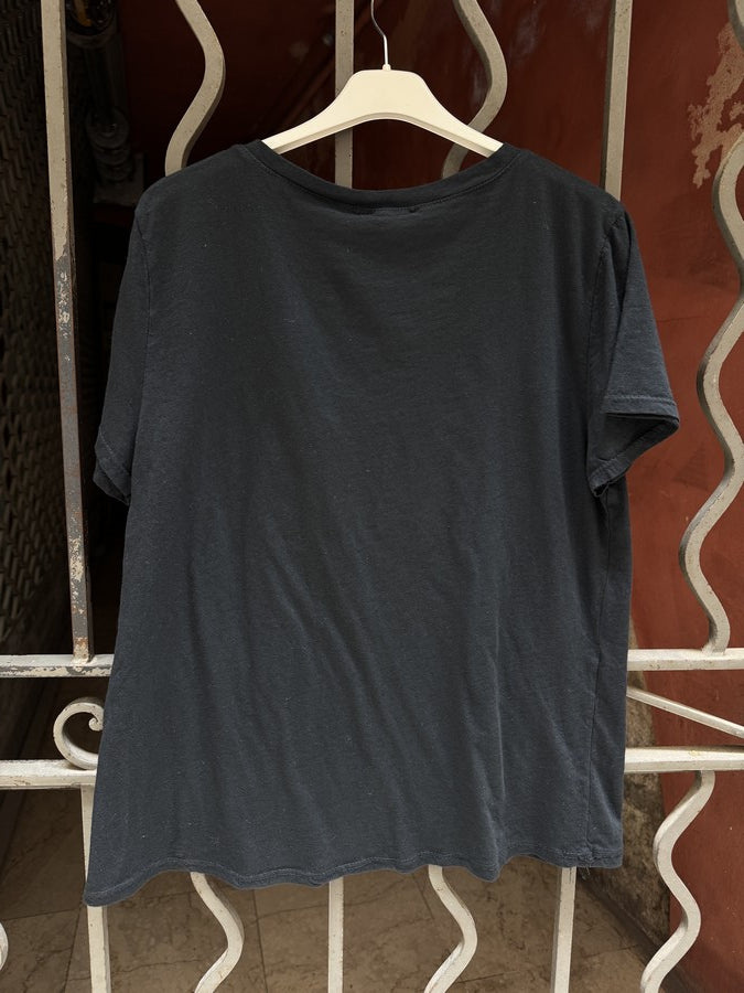 T-shirt col V J'adore noir