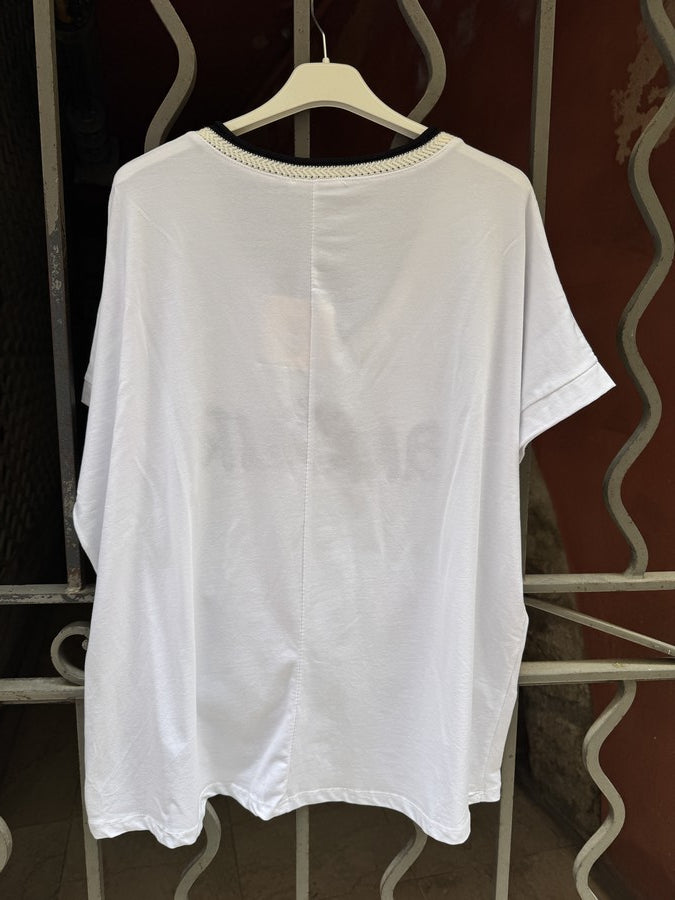 T-shirt AMOUR col V noir
