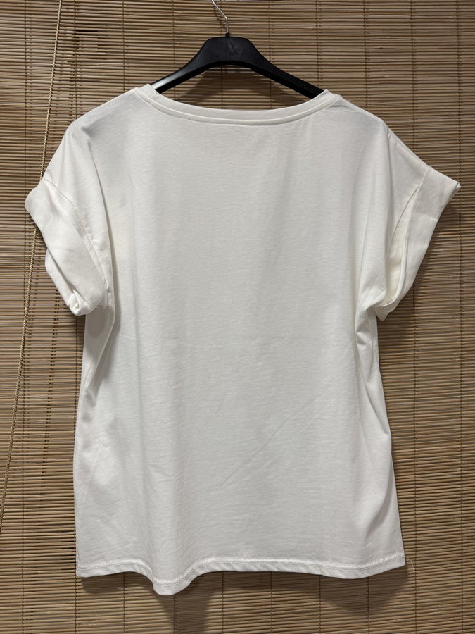 T-shirt blanc CIAO BELLA rouge