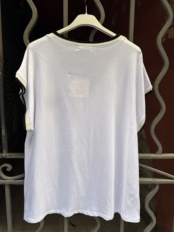 T-shirt Coeur poitrine bleu marine
