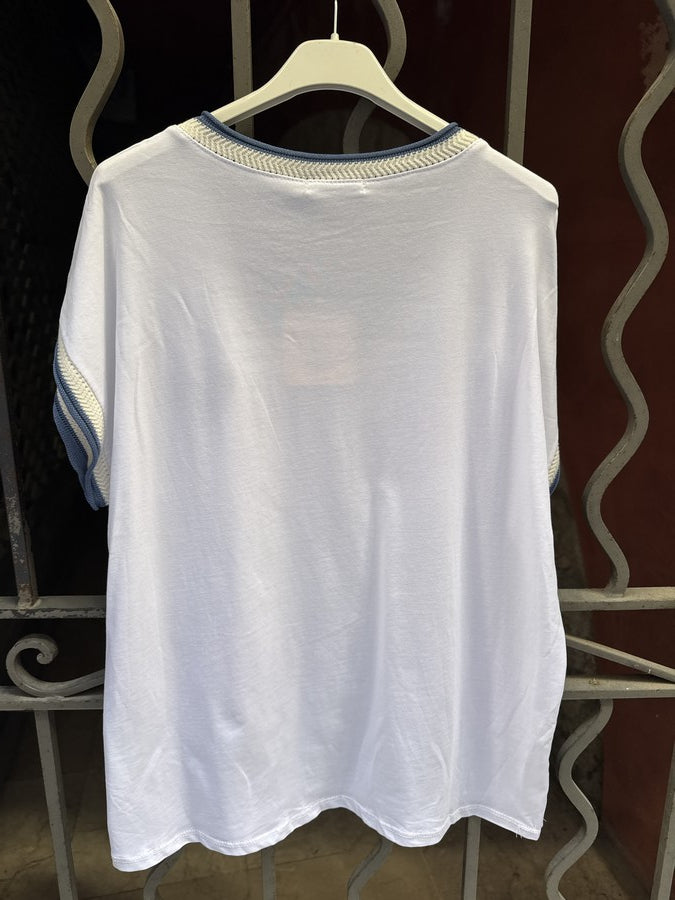 T-shirt Coeur poitrine bleu jean