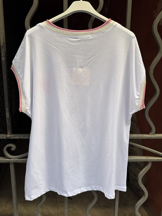 T-shirt Coeur poitrine rose
